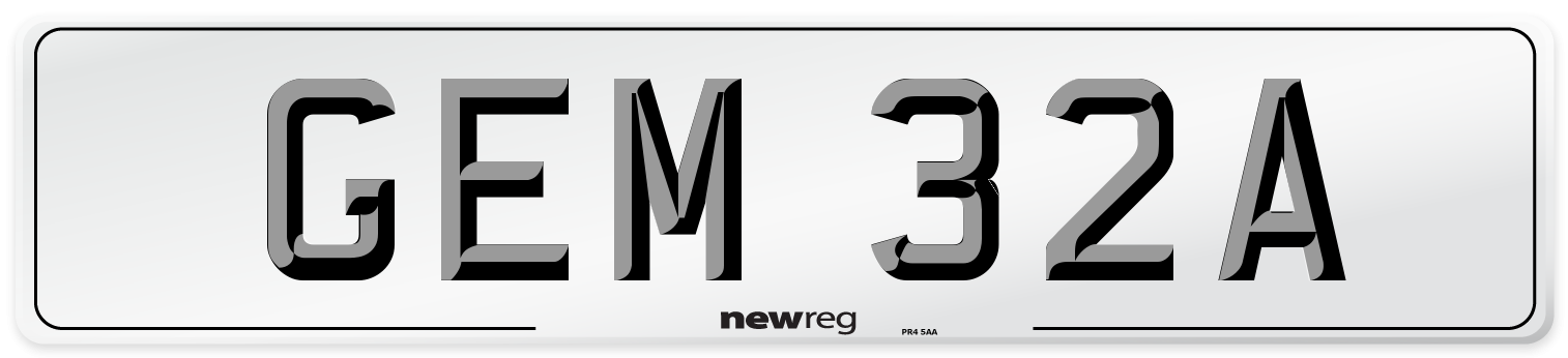 GEM 32A Number Plate from New Reg